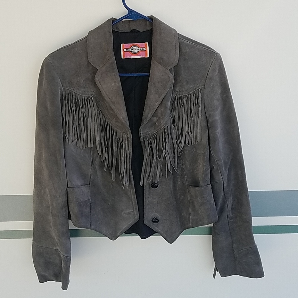 Vintage Leather jacket suede - Western cut grey